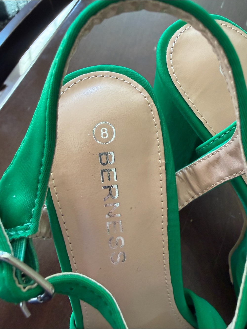 Green Platform Knot Block-Heel Sandals - Picture 3 of 3